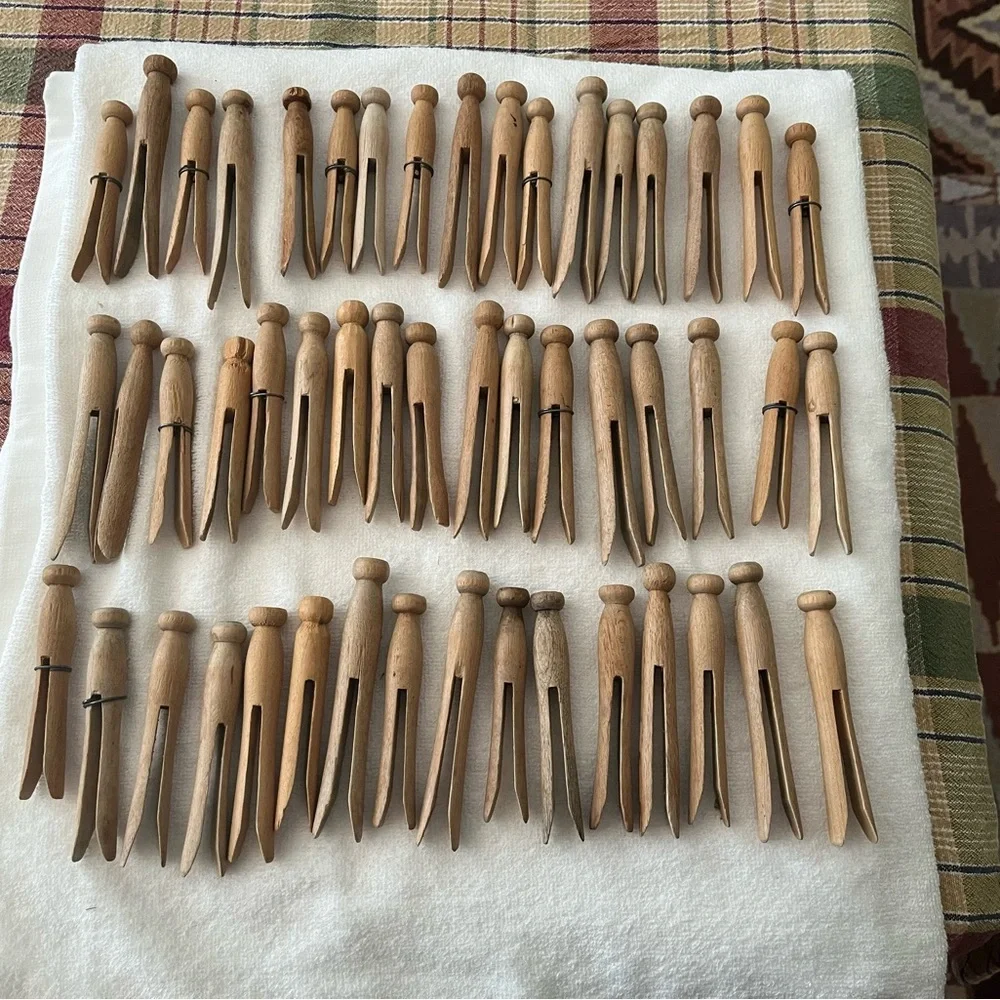 (50) Vintage Wooden Clothespins Set #2 - Picture 1 of 6